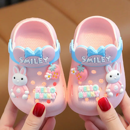 Summer Kids Slippers Sandals  Children's Shoes  Soft  Anti-Skid Cartoon DIY Design Hole Baby Shoes Sandy Beach For Boys Girls