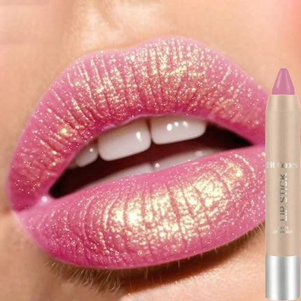 Glitter Pearlescent Crayon Lipstick Quicksand Golden Shining Non-stick Cup Shiny Lip Tint Fine Shimmer Lip Liner Stick Makeup