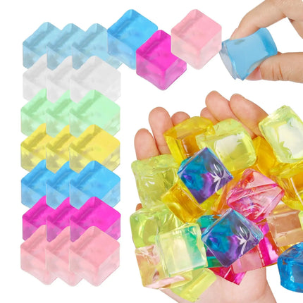 5-100pcs Ice Cube Sensory Toys Squishy Fidget Stress Cube for Adults Kids Anxiety Stress Relief Hand Therapy Sensory Squishy