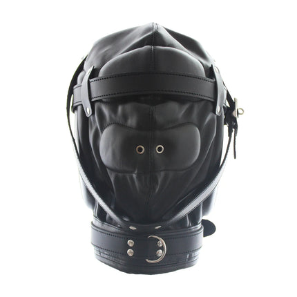 BDSM Bondage Fetish Sex Mask Sexy Headgear Closed Blindfold Leather Restraint Hood Mask Erotic Games Sex Toys for Couples