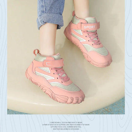 Wide-toe Kid Barefoot Boots Autumn Winter Waterproof Children Hiking Shoes Girls Boys Non-Slip Athletic Walk Trekking Sneakers