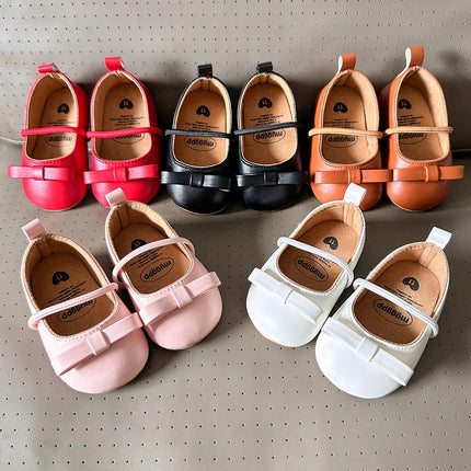 Christmas Baby Girls Mary Jane Flats with Bowknot Floral Princess Wedding Dress Shoes Soft Newborn Infant Crib First Walkers Pre