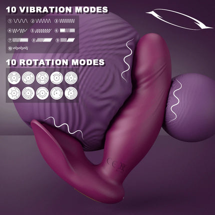 Three motors Wearable Vibrator and 360° Rotating Masturbator, Vibrator Adult Toys Anal Plug 10 mode Clitoris Vibrator For Women