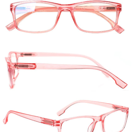 Henotin Reading Glasses for Men And Women Transparent Colored Rectangular Frames HD Anti-Blue Light Lenses Prescription Glasses