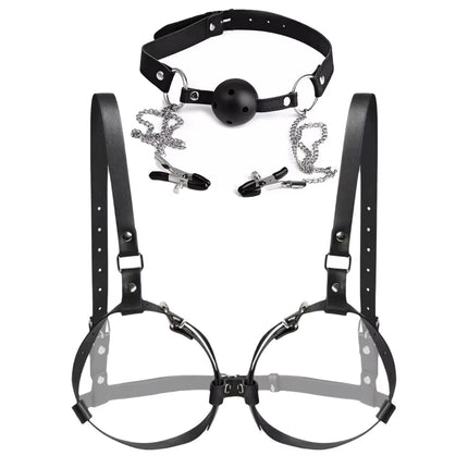 BDSM Breast Bondage Harness Sex Toys B to D Cup Leather Fetish Sexy Chest Restraints Punk Gothic For Women SM Bra Belts Straps