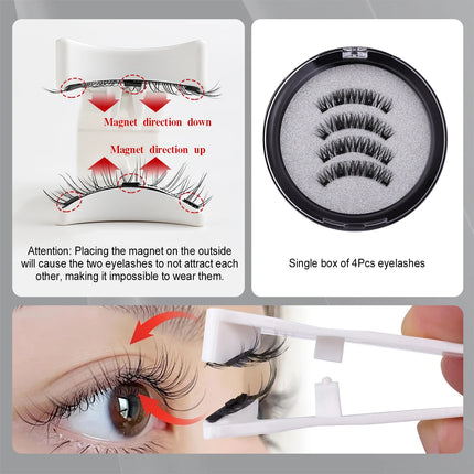 RED SIREN Magnetic Eyelashes With Applicator Reusable Natural Magnetic Lashes Kit No Glue Needed Soft Clear Band False Eyelashes