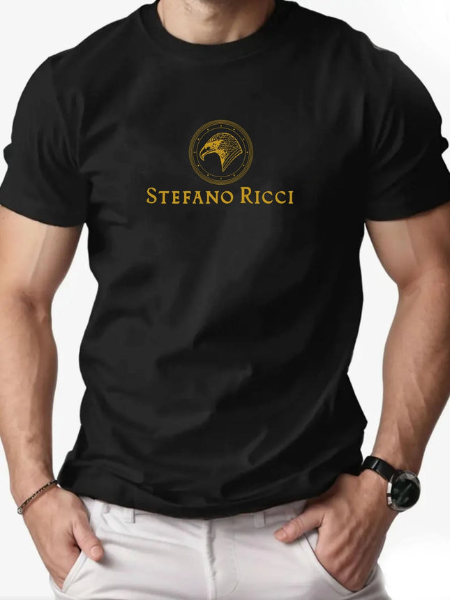 Men's cotton T-shirt, eagle head summer round neck short-sleeved graphic breathable fashion casual T-shirt