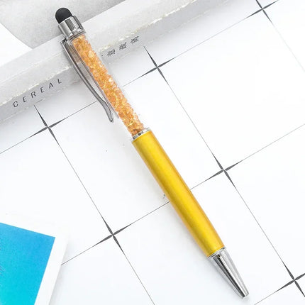 50pcs/Lot Crystal Metal Ballpoint Pen Fashion Creative Stylus Touch for Writing Stationery Office School Gift Free Custom Logo