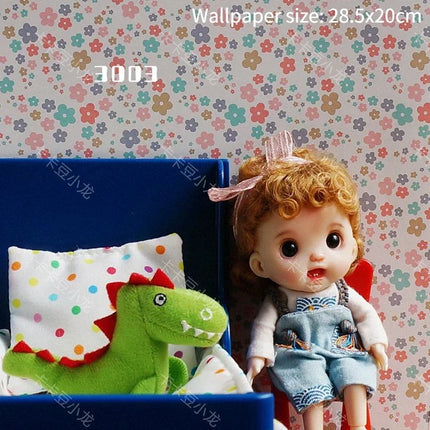 Doll House Wallpaper Background Board Sticker Photo Scenery Wallpaper Miniature Rement Doll Accessories Colorful Wallpaper