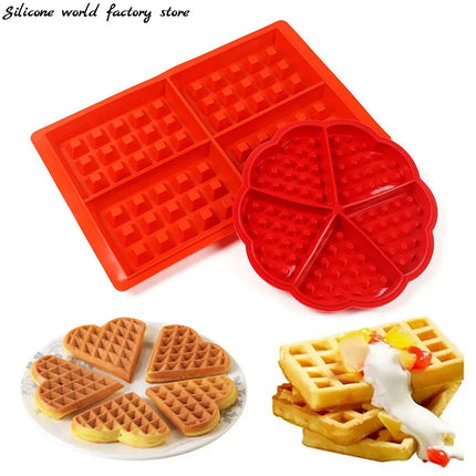 Silicone World Square Round Waffle Silicone Molds Cake Mold DIY Waffle Bakeware Baking Mold Pancake Baking Tray Kitchen Tools