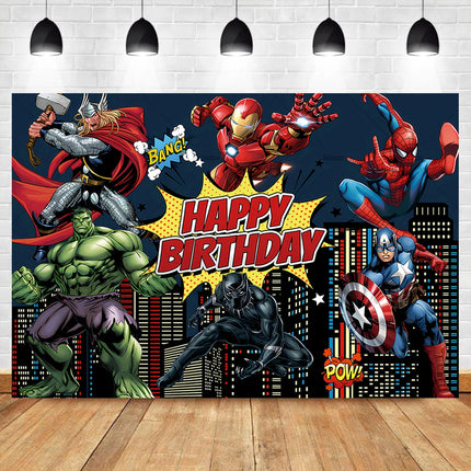 Avenges Backdrop Superhero Boys Birthday Party Photography Background Baby Shower Kids Boys Decoration Marvel Banner Studio