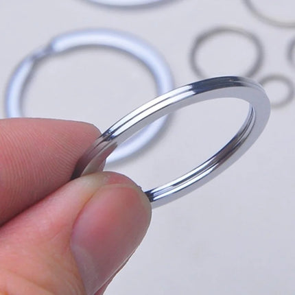 Silver Metal Blank Keyring Keychain with Ring Link Long Round Split Keychain Keyrings Chains Stainless Steel Key Rings Holder