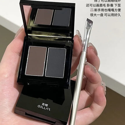 2 Color Eyeliner Powder Palette Matte Eyebrow Portable Longlasting Quick Dry Smooth Black Brown Eye Shadow Makeup Cosmetics 7g