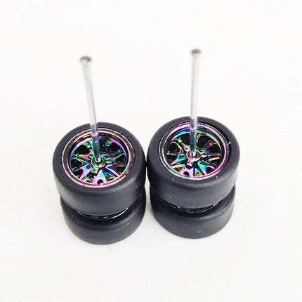 1/64 Mini Car Wheels 11mm Tires Tyres 1:64 Model Cars Rims Mirror Disc Claw Shape For Hot Wheel/Matchbox/Domeka