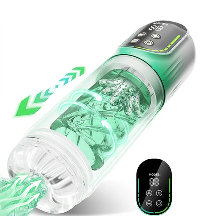 Sex Toys for Men Penis Pump AI Sync Male Pocket Masturbator with 7 Thrusting Rotating Vibrating, Penis Enlarger Masturbation Cup
