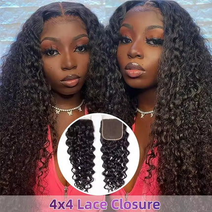 4x4Lace closure Deep Wave Transparent HD Lace Closure 13x4 Deep Wave Closure Brazilian Virgin Remy Human Hair Swiss Lace Closure
