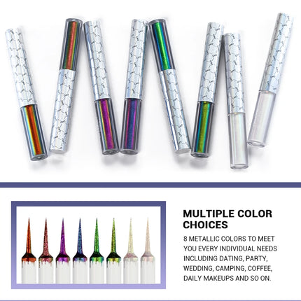 CHARMACY Duochrome Glitter Liquid Eyeliner Long Lasting Waterproof Smudgeproof Ultra Fine Tip Eye Liner Women Makeup Cosmetics