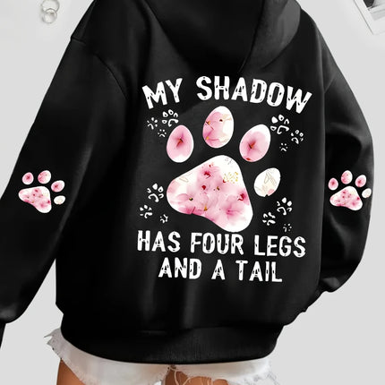 Autumn Womens Hoodies Cute Cat Paw Printing Sweatshirts Warm Fleece Soft Comfortable Pullovers Fashion Loose Female Clothing