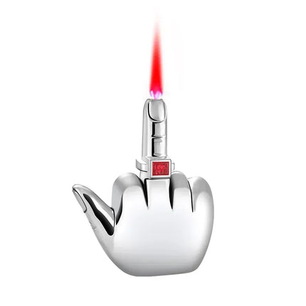 Funny Middle Finger Lighter with Fuk You Voice Windproof Jet Flame Portable Smoking Accessories Refillable Butane Men Gifts