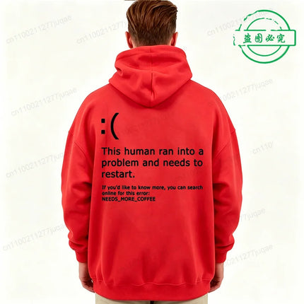 Men Hoodies Funny Blue Screen of Death Coffee Error Graphic Tracksuits Autumn Winter Man Sportwear Geek Sweatshirts Tops Gifts