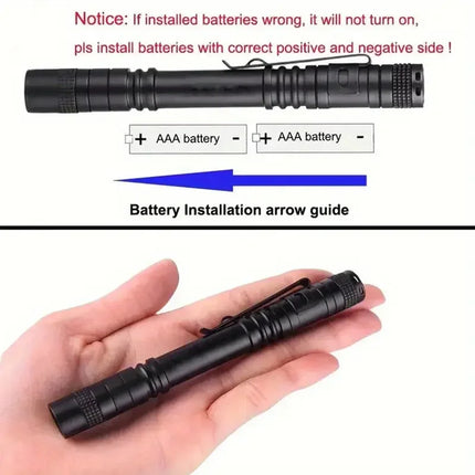 395Nm UV Flashlight High Power LED Blacklight Torch-Aluminum Mini With Clip, For Resin Curing/Pet Urine Detection, Battery Power