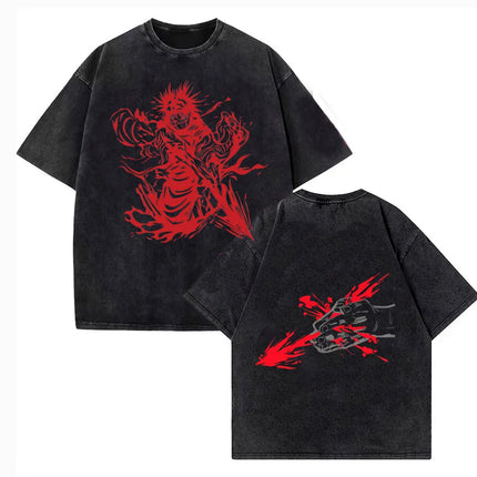 Vintage Washed Jujutsu Kaisen CHOSO T-Shirt Women Men Anime Cotton T-Shirt Summer Harajuku Street Men Tops Clothing