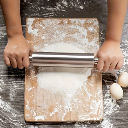 Thick Stainless Steel Rolling Pin with Anti Slip Handle，Heavy-duty Dough Roller | Suitable for Pizza, Cookies, Pastries, Baking
