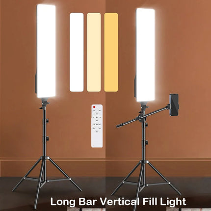LED Rectangular Video Light Dimmable Continuous Photography Lighting Kit , Long Arm Tripod Stand for Photo Studio Desktop