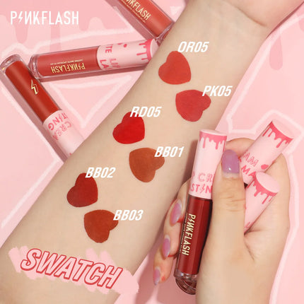 PINKFLASH Lipgloss Matte Lipstick Soft Moisturizing Red Nude Pink Melting Lip Cream Waterproof Makeup Not Fade Lip Gloss Liptint
