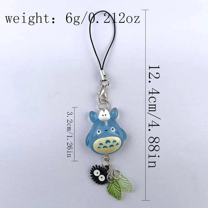 Kawaii Blue Animal Totoro Phone Charm Soot Sprite Keychain Woodland Anime Cat Cosplay  Handmade Y2K Gift Pendant Accessories