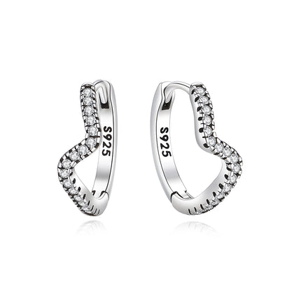 New 2026 Original 925 Sterling Silver Earrings For Women Piercing Hoop Love Heart Earings Rose Gold Wedding Gift Luxury Jewelry