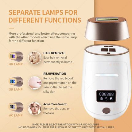Vancostar Cordless Laser Hair Removal Rechargeable 4in1 Replaceable Lamp Cooling Painless Permanent Bikinis Trimmer IPL Epilator