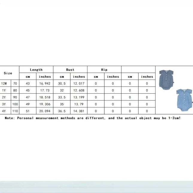 OUYANG&IVAN SsWyn2025 Mid Blue Denim Sailor Collar Romper Floral Baby One-Pieces for Babies Boy Girl Bodysuits