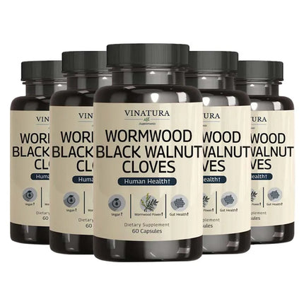 Wormwood Black Walnut Clove - Herbal Supplement for Gut Cleanse Detox and Digestive Well-Being