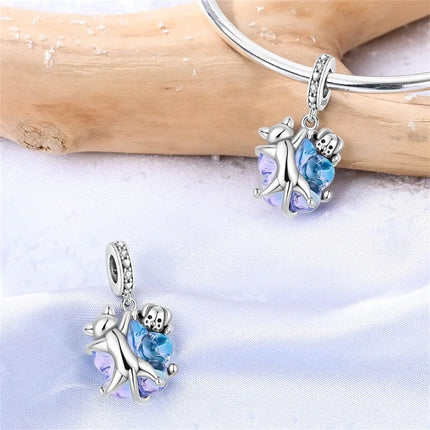 Original 925 Sterling Silver Charms Beads Cute Mushroom Unicorn Love Wings Pearl Charm for Bracelet Pendant Woman Girl Jewelry