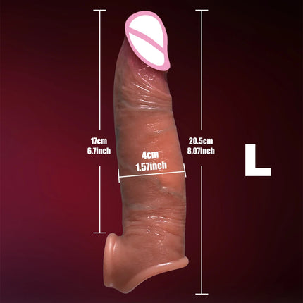 True vein soft lock sperm thickened penis condom dick extender liquid silicone dildo condom delayed ejaculation sex toy for men