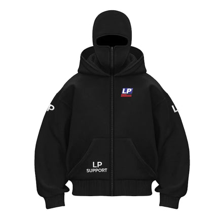 2026 new LP SUPPORT logo Brand Windproof Warm Motorcycle  with Double-Layer Hooded Cardigan Sweatshirt Personalized Style