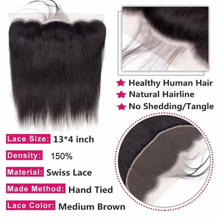 13x4 Lace Frontal Only Human Hair Straight 13x4 Transparent Lace Frontal Closure Ear To Ear Pre Plucked Brazilian Virgin Hair
