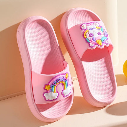 New Unicorn Slippers Boy Girl Summer Kids Rainbow Indoor Slippers Non-Slip Beach Sandals Toddler Home Shoes Baby Flip