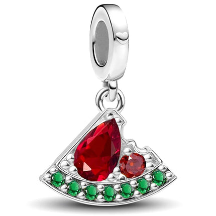 925 Sterling Silver Pink Cake Cherry Pineapple Strawberry Cherry Pendant Charm Ball Suitable for Bracelets DIY Women's Jewelry