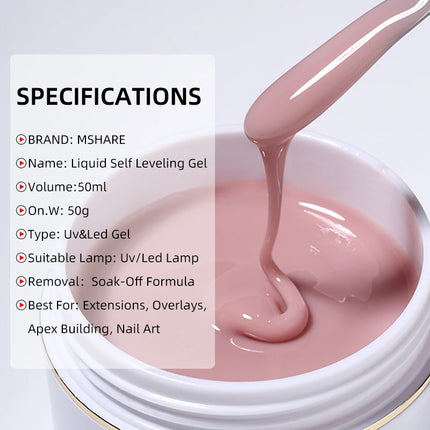 MSHARE Liquid Acrylic Gel Acrygel TPO Free Builder Nail Gel For Nails Extension Constuction Self Level Soak Off UV LED Gel Jar