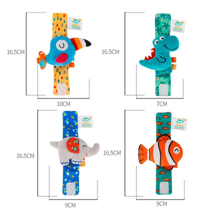 Cute Stuffed Animal Baby Rattle Toys for 0-12 Months Newborn Sensory Wrist Rattle Baby Gifts Soft Plush Sensory Toys for Babies