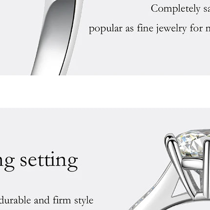 PERFANY 0.5-3CT Moissanite Ring For Women S925 Pure Silver Sparkling Engagement Ring Wedding High-end Jewelry