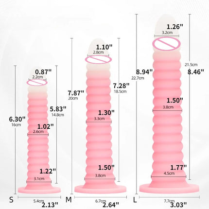 Gradient Pink Anal Plug Massager With Threaded Suction Cup Rear Multi-size Unisex Extra Long Anal Plug Adult Erotic Sex Toys
