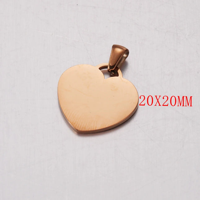 20pcs Heart 304 Stainless Steel Stamping Blank Tag Pendants Charms With Snap on Bails For Necklace Jewelry Making Gift