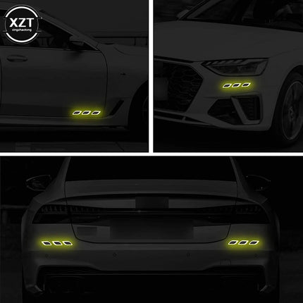6Pcs/Set Car Reflective Carbon Fiber Sticker 3D Car Styling Reflective Strips Night Safety Warning Reflector Tape Stickers Decal