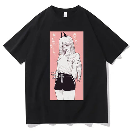 Chainsaw Man cotton shirt teen University graphic Grunge Retro t-shirt Classic Punk 2000s Trendy