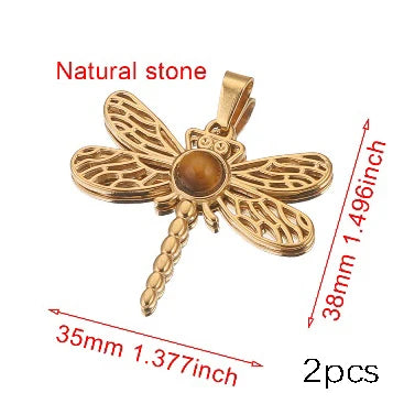 2-5pcs Stainless Steel Water Drop Butterfly Cross Natural Stone Pendant DIY Fashion Jewelry Accessories Manufacturing Supplies