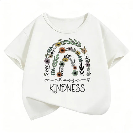 Choose Kindness with Flower Printed T-Shirts Fashion Kids Children's T-Shirt Boys Girls Summer Spring Casual Top Tee Shirt