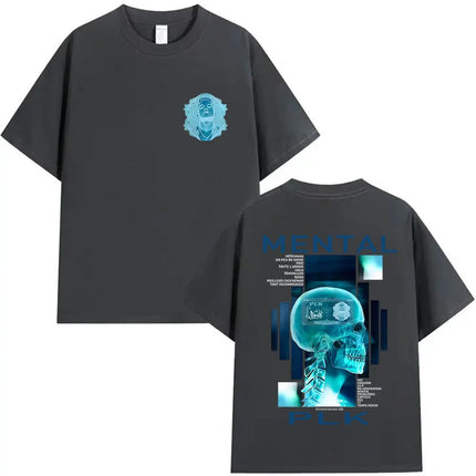 2025 Summer Rapper MENTAL PLK Album Merch T Shirt Men's Gothic Fashion Short Sleeve T-shirt 100% Pure Cotton Printed T-shirt